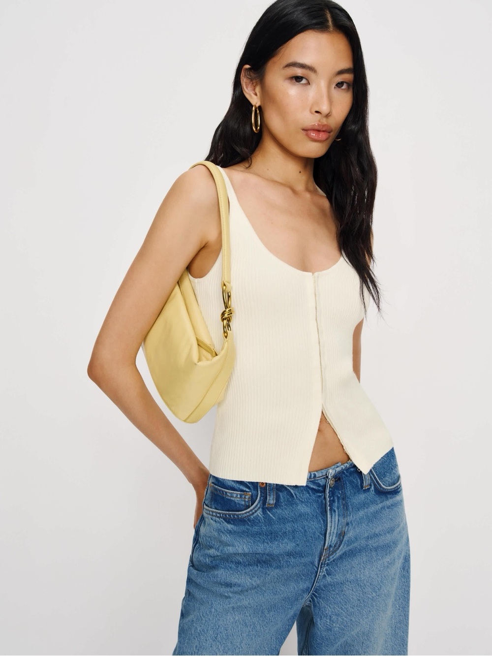 Reformation eloise cotton Scoop Neck Tank Top in Cream